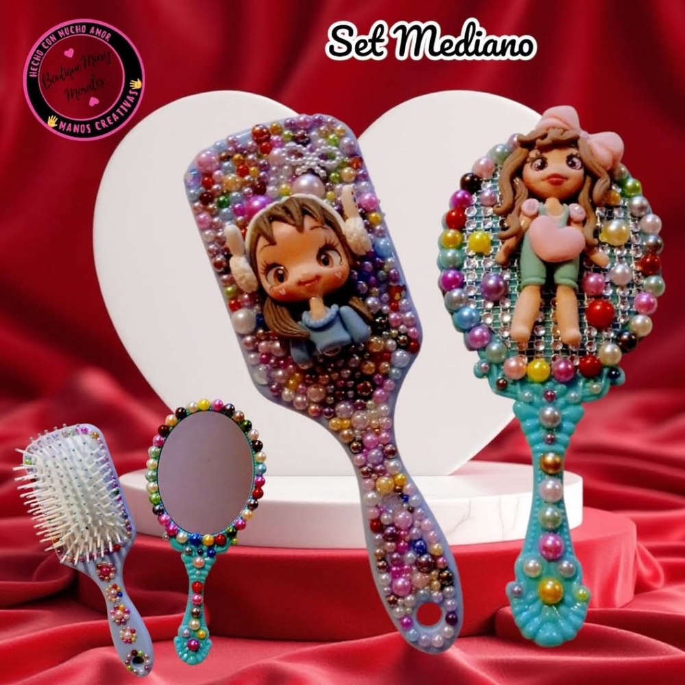 Colorful Kids Hairbrush Set And Mirror